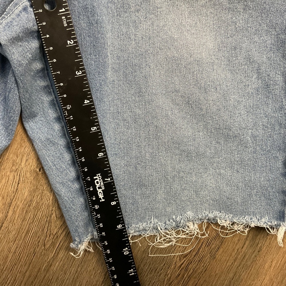 Boston Proper Embellished Floral Sequins Denim Jean Shorts Womens 12 Light Blue - Picture 7 of 8